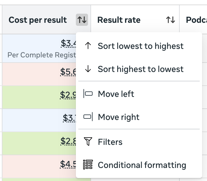 Conditional formatting